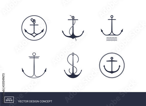 Canvastavla Set of anchor emblems