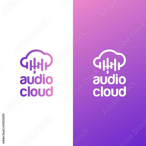 Audio cloud logo vector for online music player app
