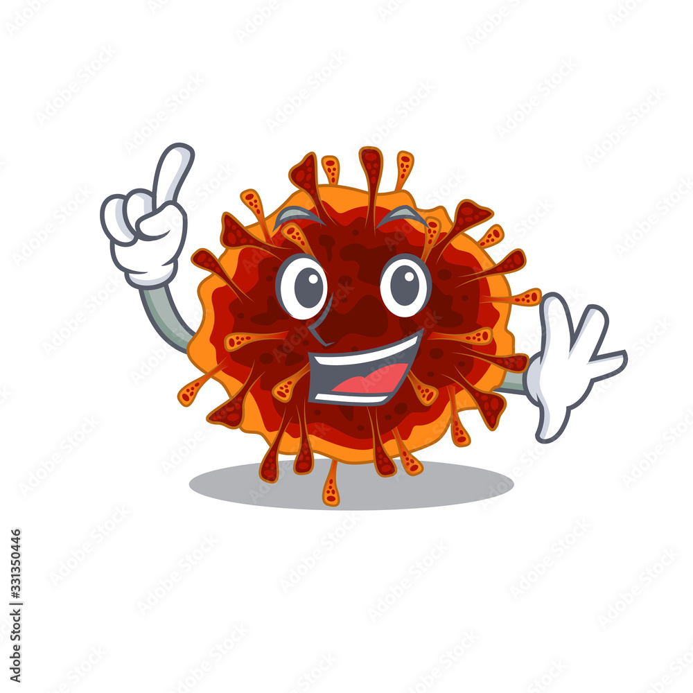 One Finger delta coronavirus in mascot cartoon character style