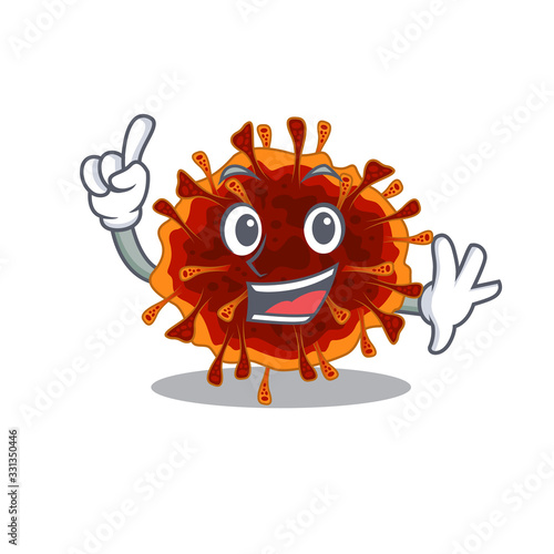 One Finger delta coronavirus in mascot cartoon character style