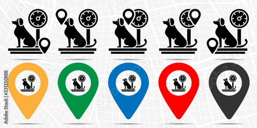Scale, dog icon in location set. Simple glyph, flat illustration element of petshop theme icons