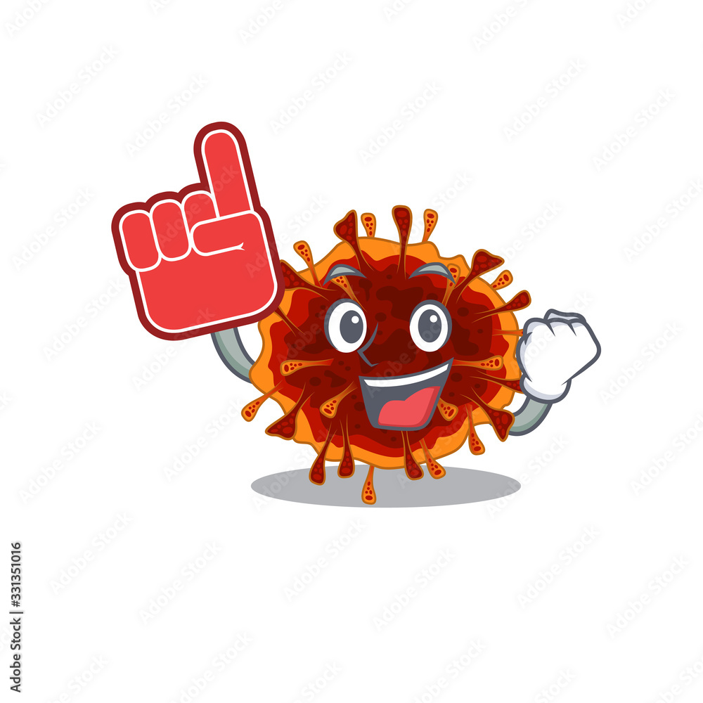 Delta coronavirus mascot cartoon style with Foam finger
