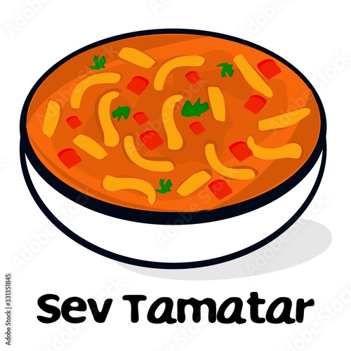 sev tameta or sev tamatar indian Gujarati Food Vector