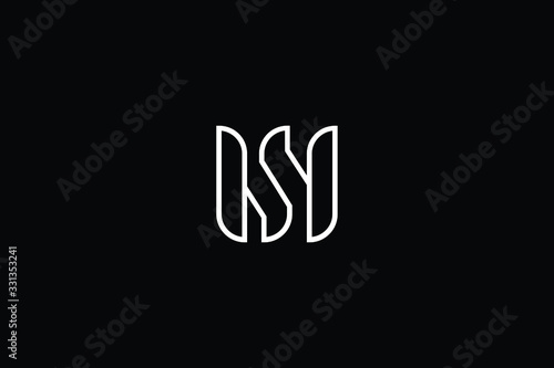 Minimal elegant monogram art logo. Outstanding professional trendy awesome artistic MS SM WS SW initial based Alphabet icon logo. Premium Business logo White color on black background