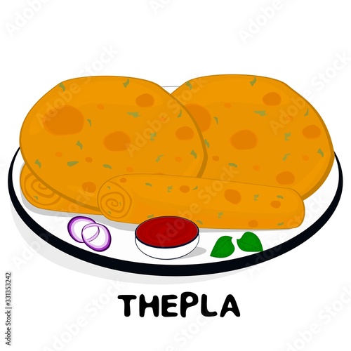 Thepla indian Gujarati Food Vector