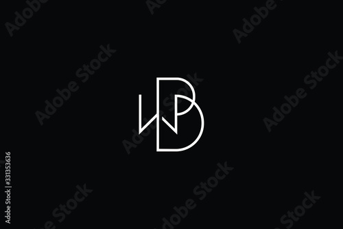 Minimal elegant monogram art logo. Outstanding professional trendy awesome artistic WB BW initial based Alphabet icon logo. Premium Business logo White color on black background