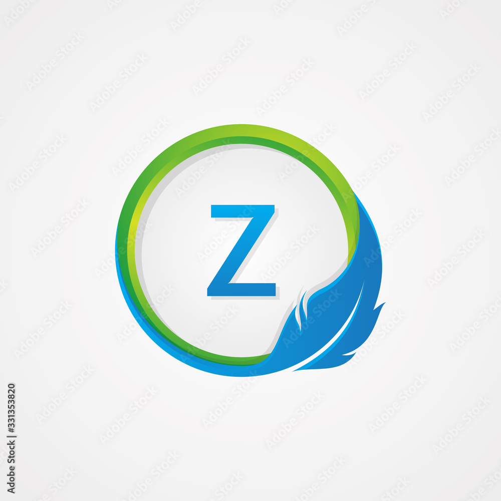 Letter Z inside Round shaped feather icon for element design symbol Letter Z inside Round shaped feather icon for element design symbol