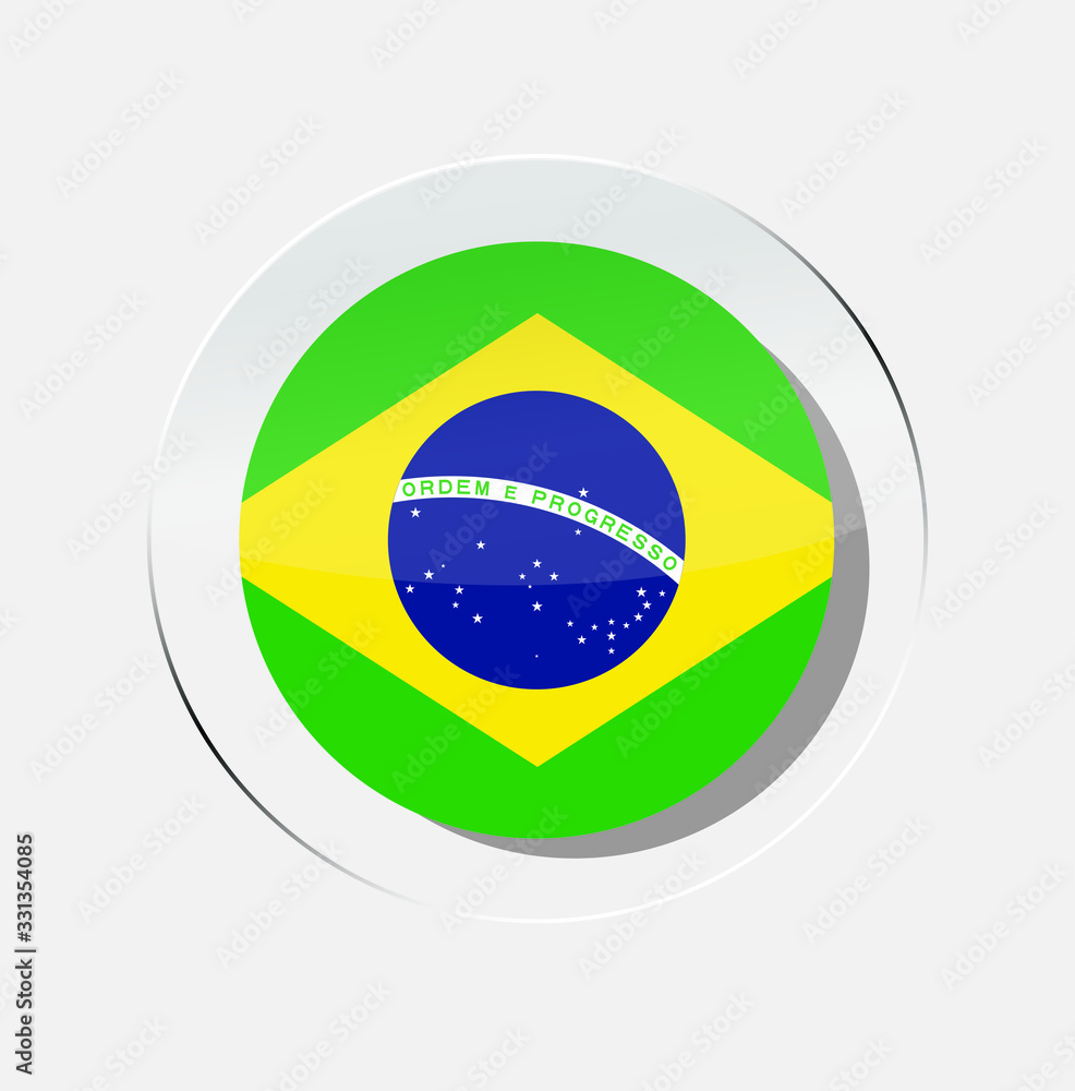 Obraz premium brazil country flag circle icon with white background