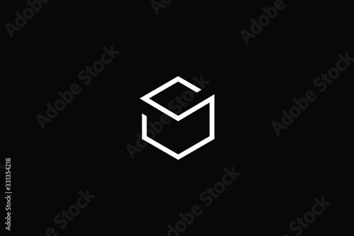 Minimal elegant monogram art logo. Outstanding professional trendy awesome artistic SM MS SV VS initial based Alphabet icon logo. Premium Business logo White color on black background