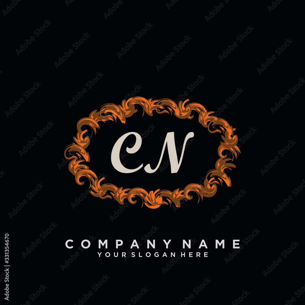 Initial Letter CN Logo With circle Template Vector