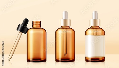 Brown droplet bottle mockup set