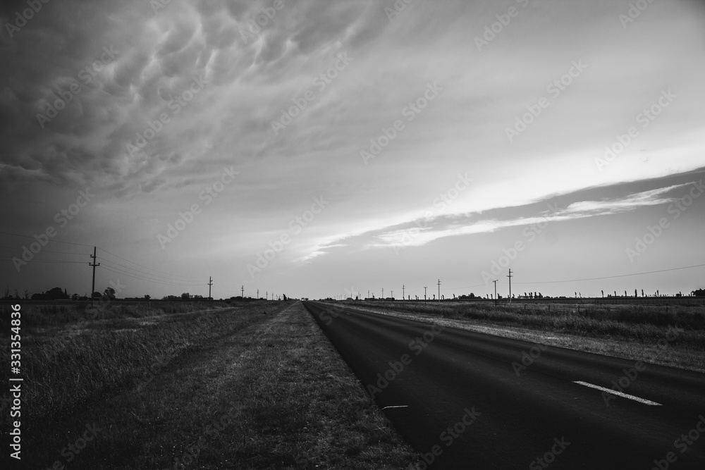 road and stormy sky