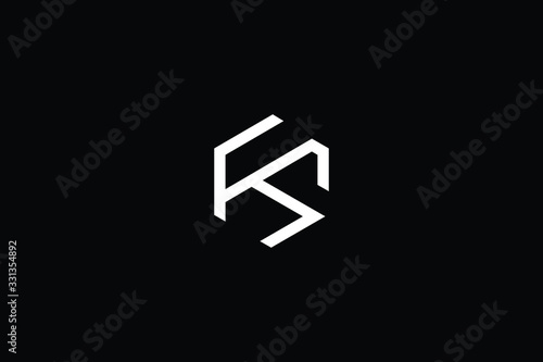 Minimal elegant monogram art logo. Outstanding professional trendy awesome artistic FS SF initial based Alphabet icon logo. Premium Business logo White color on black background