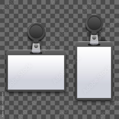 Realistic Detailed 3d Empty Template Mockup Badge Holder. Vector