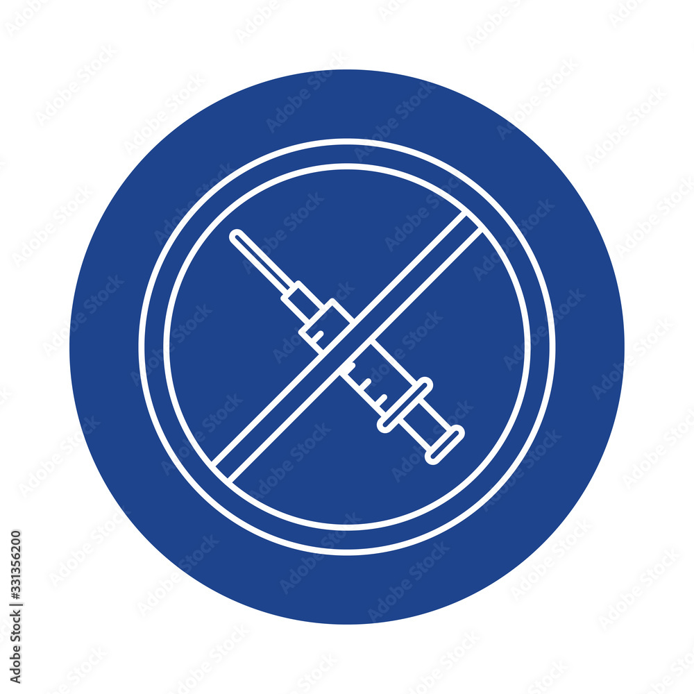 symbol vaccination prohibited, line block style icon symbol vaccination prohibited, line block style icon