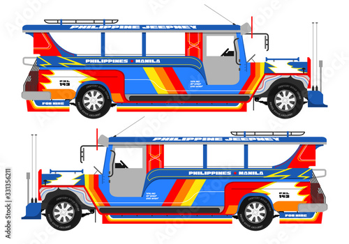 Philippines Jeepney icon vector set