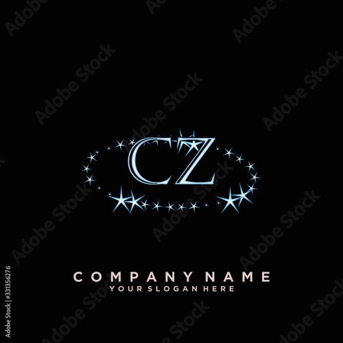 Initial Letter CZ Logo With circle Template Vector
