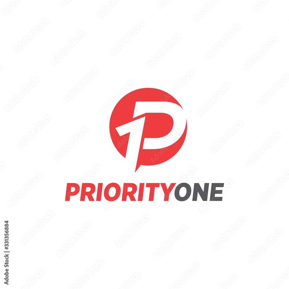 Fototapeta premium Priority One Logo P1 Simple and Vector Abstract