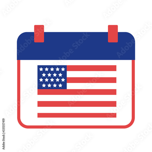 calendar with united states of america flag silhouette style