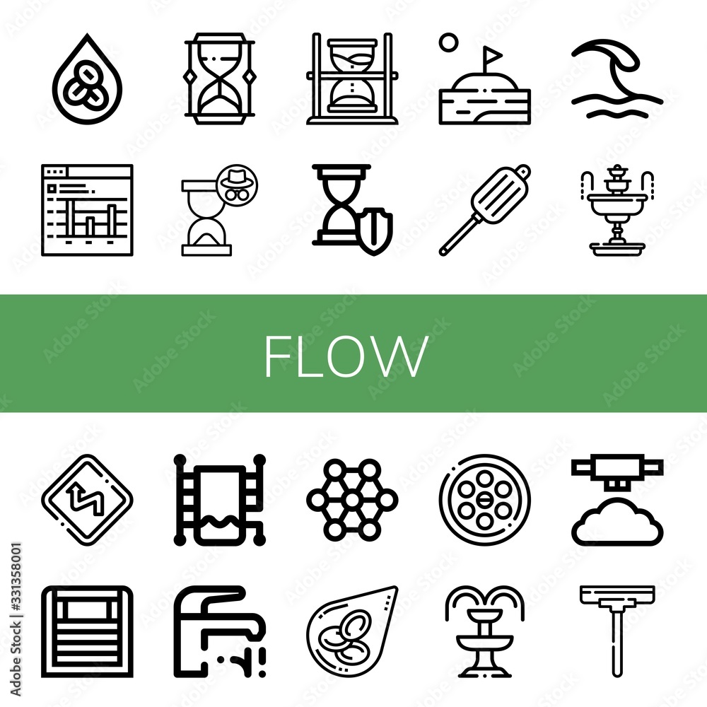 flow simple icons set