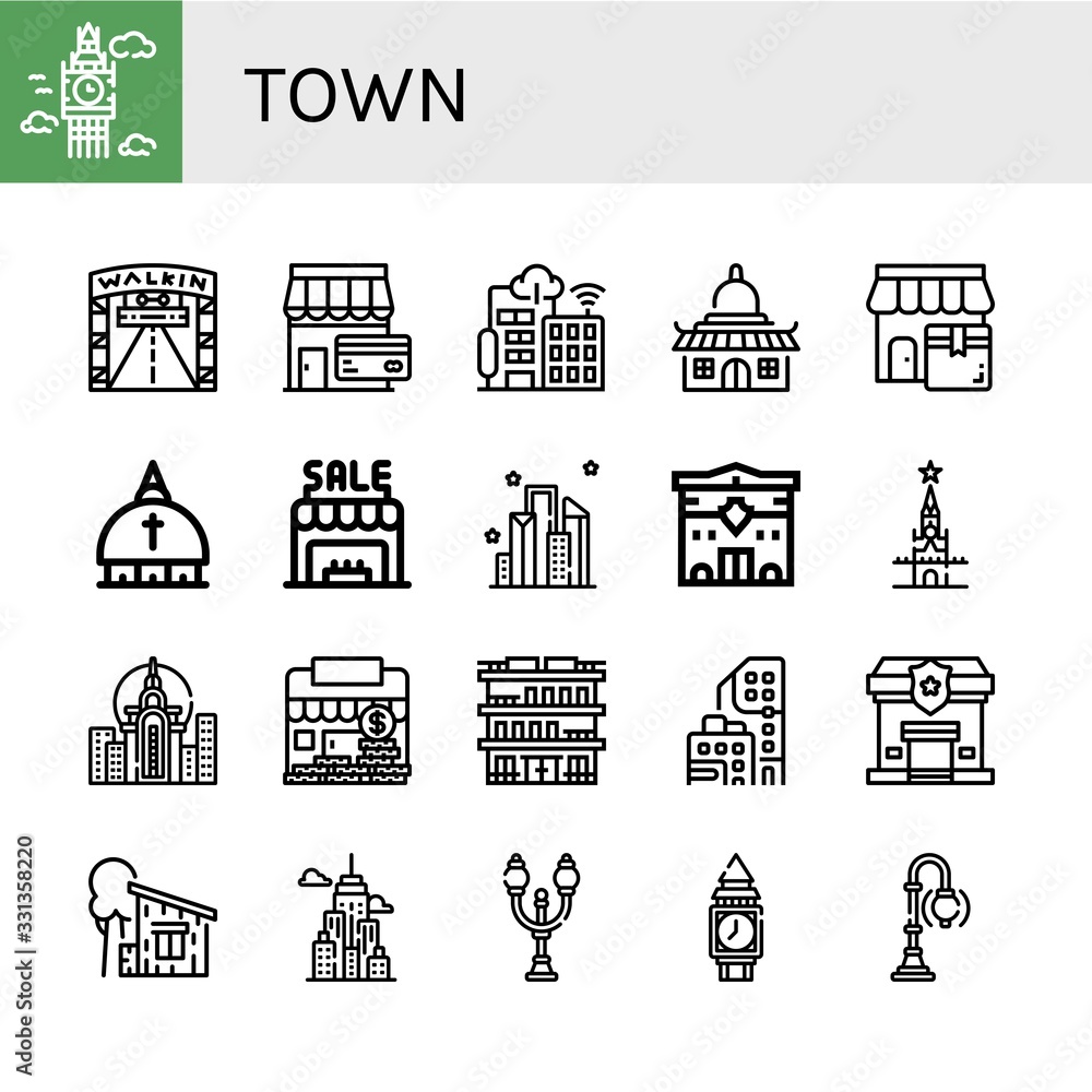 town icon set