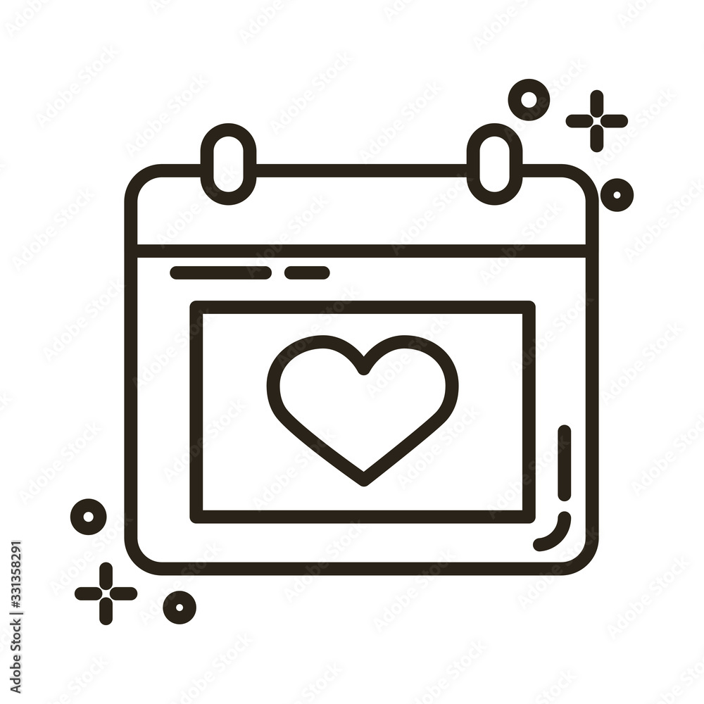 happy valentines day calendar with heart line style happy valentines day calendar with heart line style