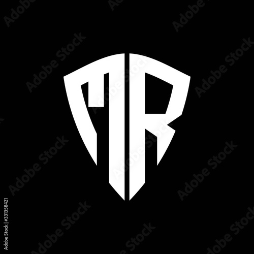 MR logo monogram with shield shape design template