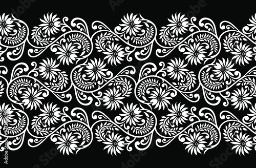 Seamless vector ornamental floral border design