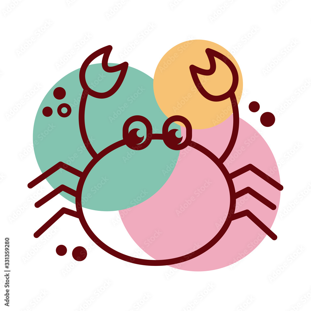 crab sea animal line and color style icon crab sea animal line and color style icon