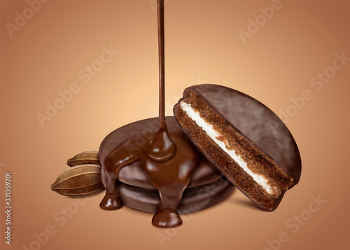 Choco pie with dripping syrup