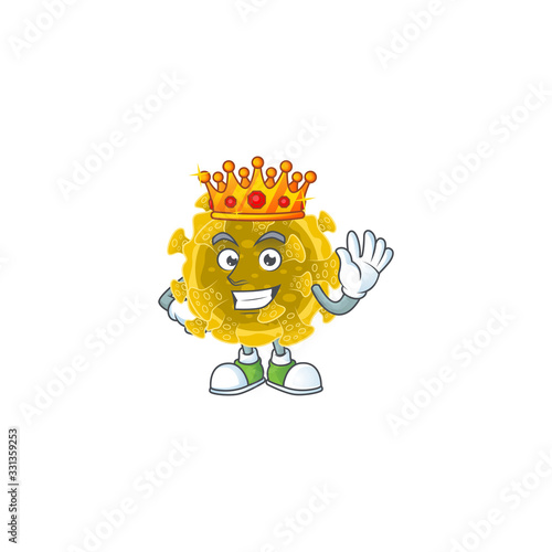 A Charismatic King of infectious coronavirus cartoon character design