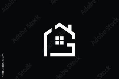 Logo design of G in vector for construction, home, real estate, building, property. Minimal awesome trendy professional logo design template on black background.