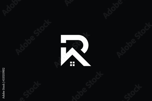 Logo design of R P in vector for construction, home, real estate, building, property. Minimal awesome trendy professional logo design template on black background.