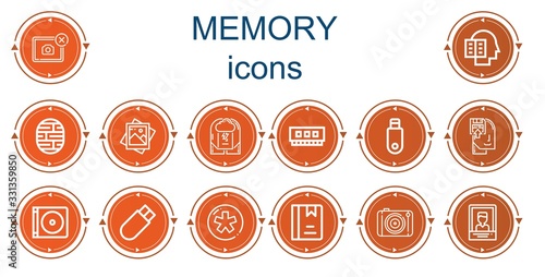Editable 14 memory icons for web and mobile