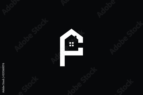 Logo design of P PC CP in vector for construction, home, real estate, building, property. Minimal awesome trendy professional logo design template on black background.