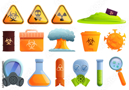 Biohazard icons set. Cartoon set of biohazard vector icons for web design