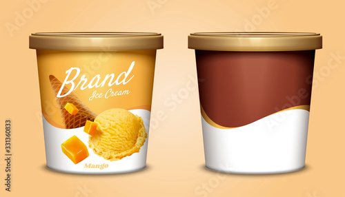 Mango ice cream cup mockup