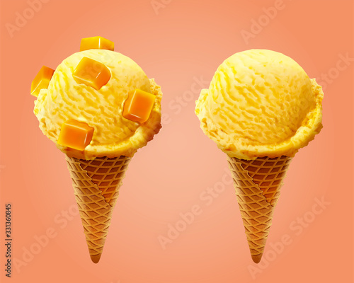 Mango ice cream cone