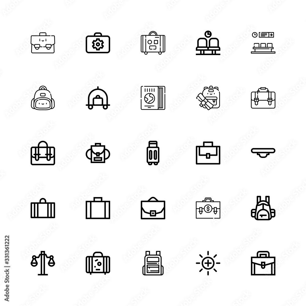 Editable 25 baggage icons for web and mobile Editable 25 baggage icons for web and mobile