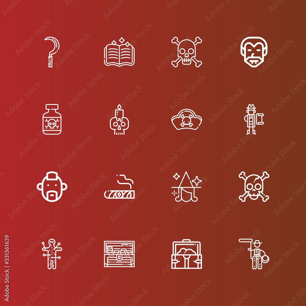 Fototapeta premium Editable 16 skull icons for web and mobile