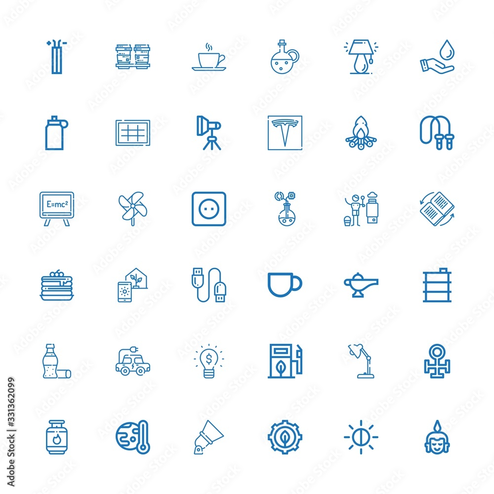 Editable 36 energy icons for web and mobile