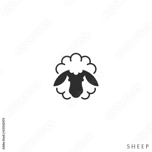 Fluffy sheep. Logo. Isolated sheep on white background 