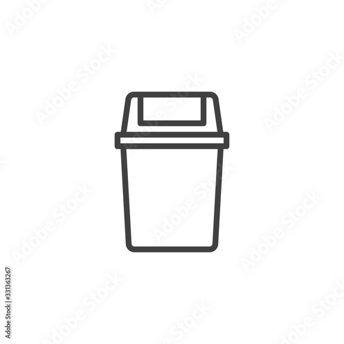 Waste Bin line icon. linear style sign for mobile concept and web design. Swing lid bin outline vector icon. Symbol, logo illustration. Vector graphics
