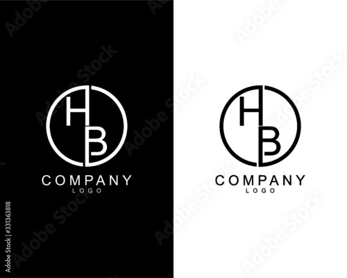 HB, BH company logo letters design concept in black and white colors