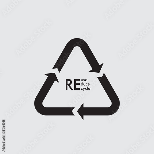 Vector garbage recycling logo. Reuse reduce recycle.