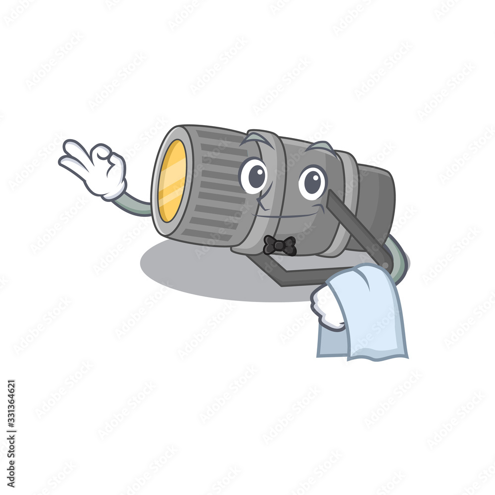 Obraz premium A design of underwater flashlight cartoon character working as waiter