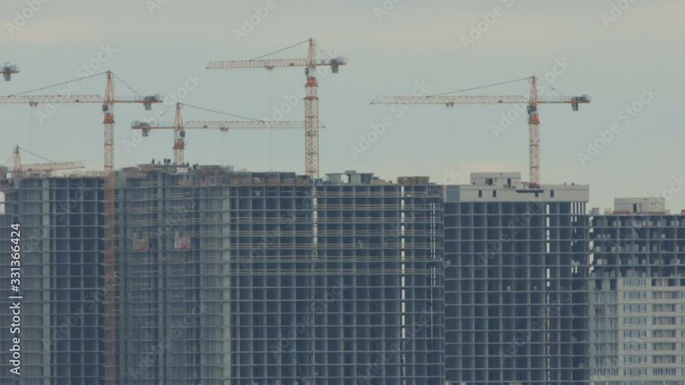 Construction of multi-storey buildings. Time-lapse. Construction of multi-storey buildings. Time-lapse.