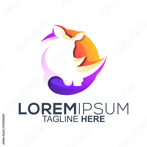 colorful rhino logo design vector
