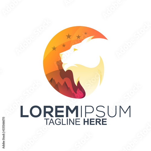 lion head logo design vector