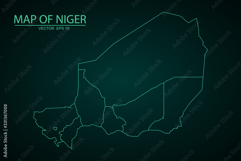 A Map of the country of Niger, Map of Niger - Blue Geometric Rumpled Triangular , High detailed blue map of Niger, Polygonal Design For Your . Vector illustration eps 10. - Vector A Map of the country of Niger, Map of Niger - Blue Geometric Rumpled Triangular , High detailed blue map of Niger, Polygonal Design For Your . Vector illustration eps 10. - Vector